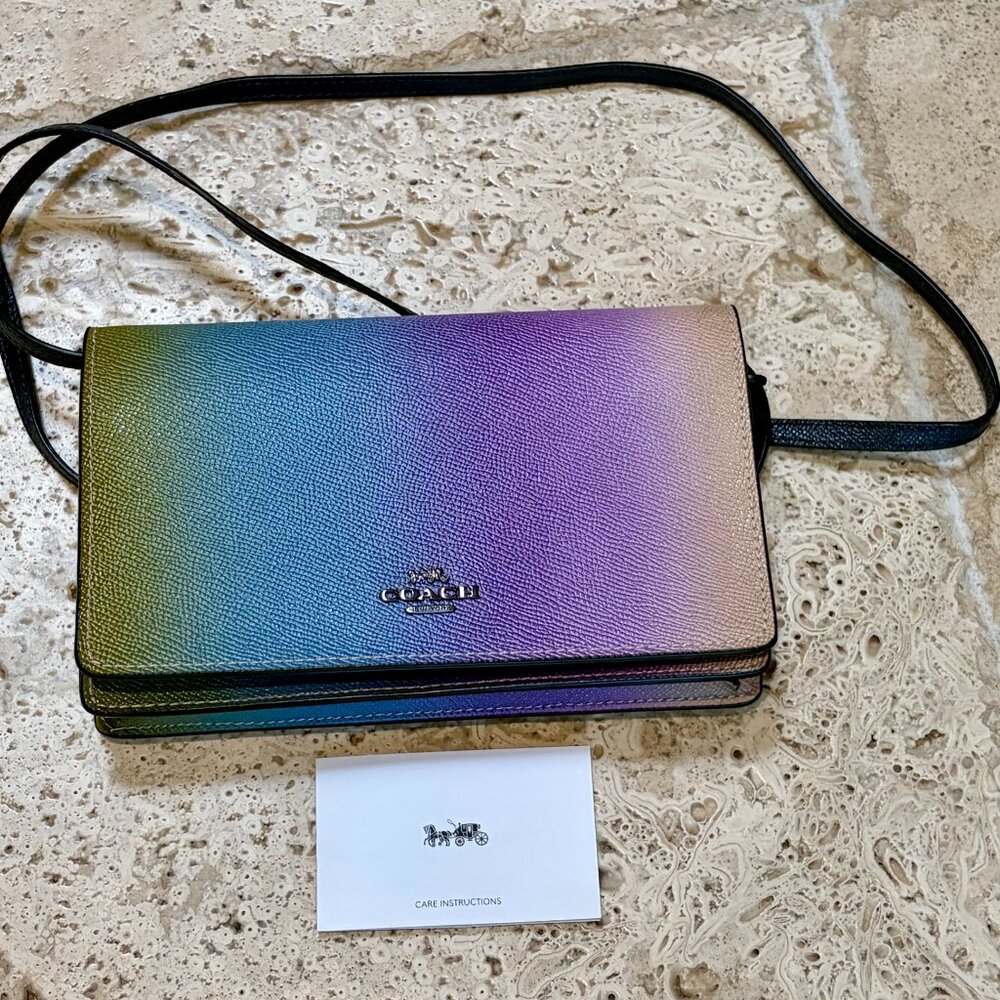 New COACH Bags Ombre Fold Over Crossbody Clutch